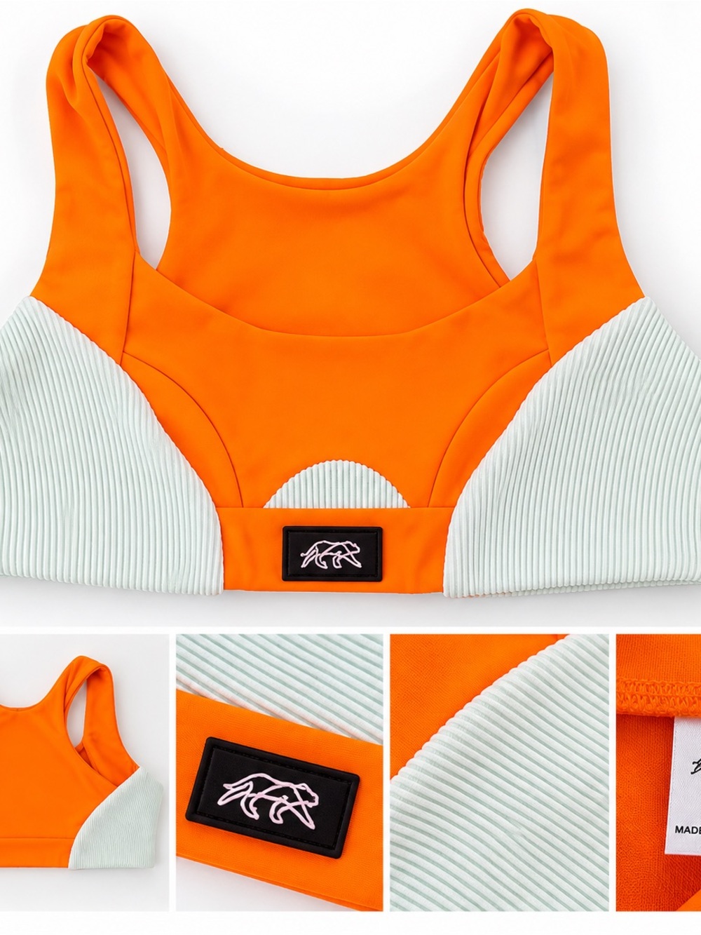 Tiger Friday girls  Orange & Light Mint Active Crop Top - Branded Sports Bra